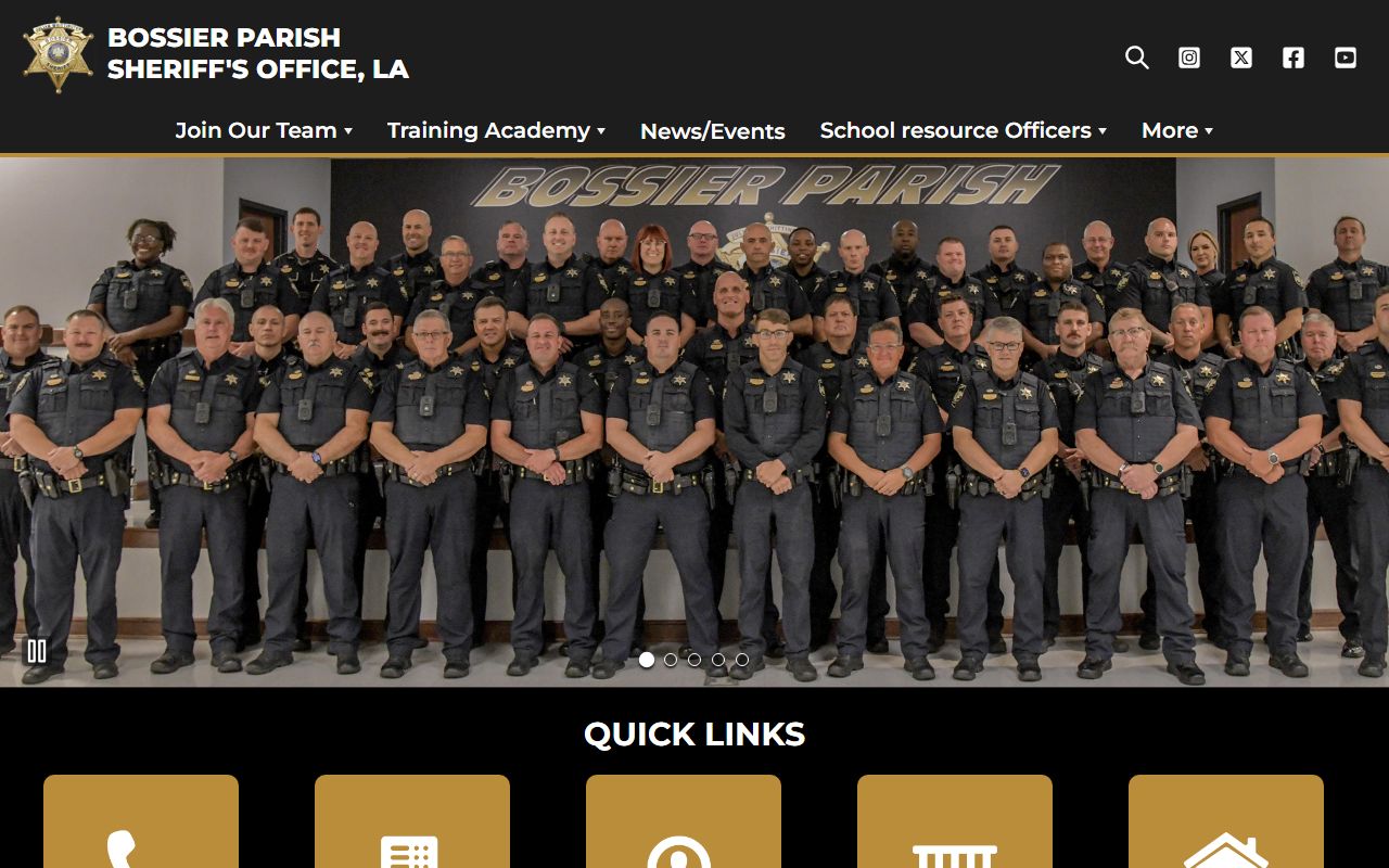 Bossier Parish Sheriff's Office website for Bossier City 72 hour booking search