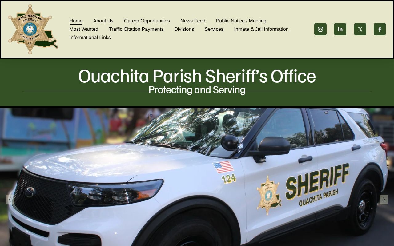 Ouachita Parish Sheriff's Office website for Monroe 72 hour booking search