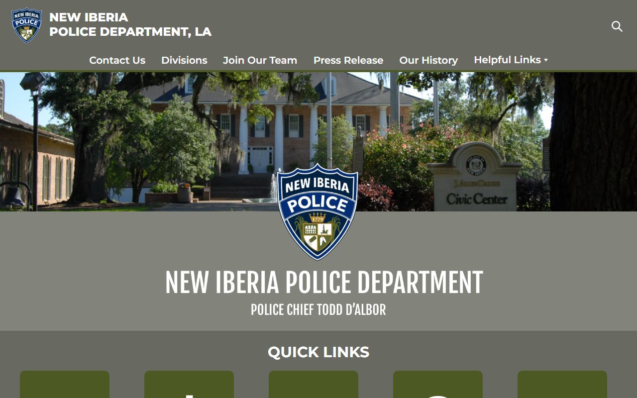 New Iberia Police Department website for 72 hour booking information