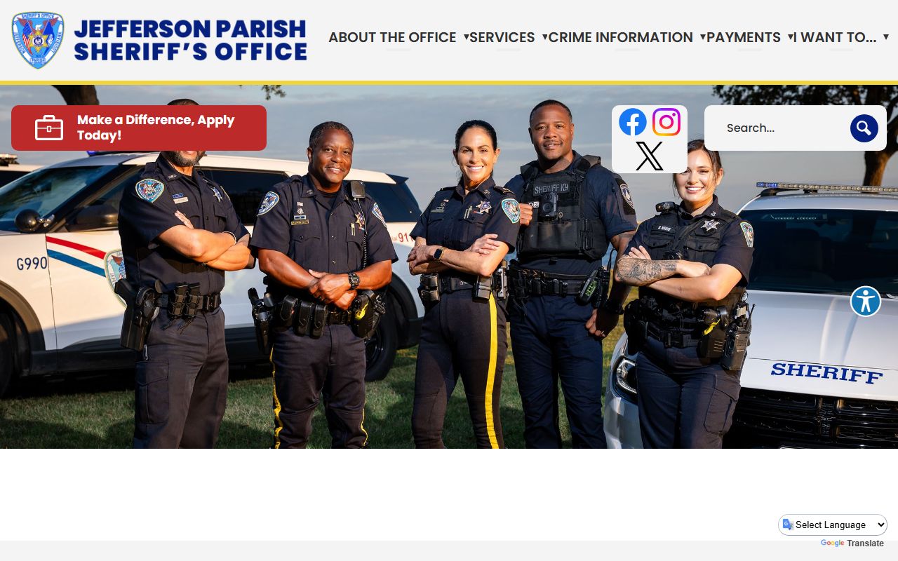 Jefferson Parish Sheriff's Office website for Terrytown 72 hour booking
