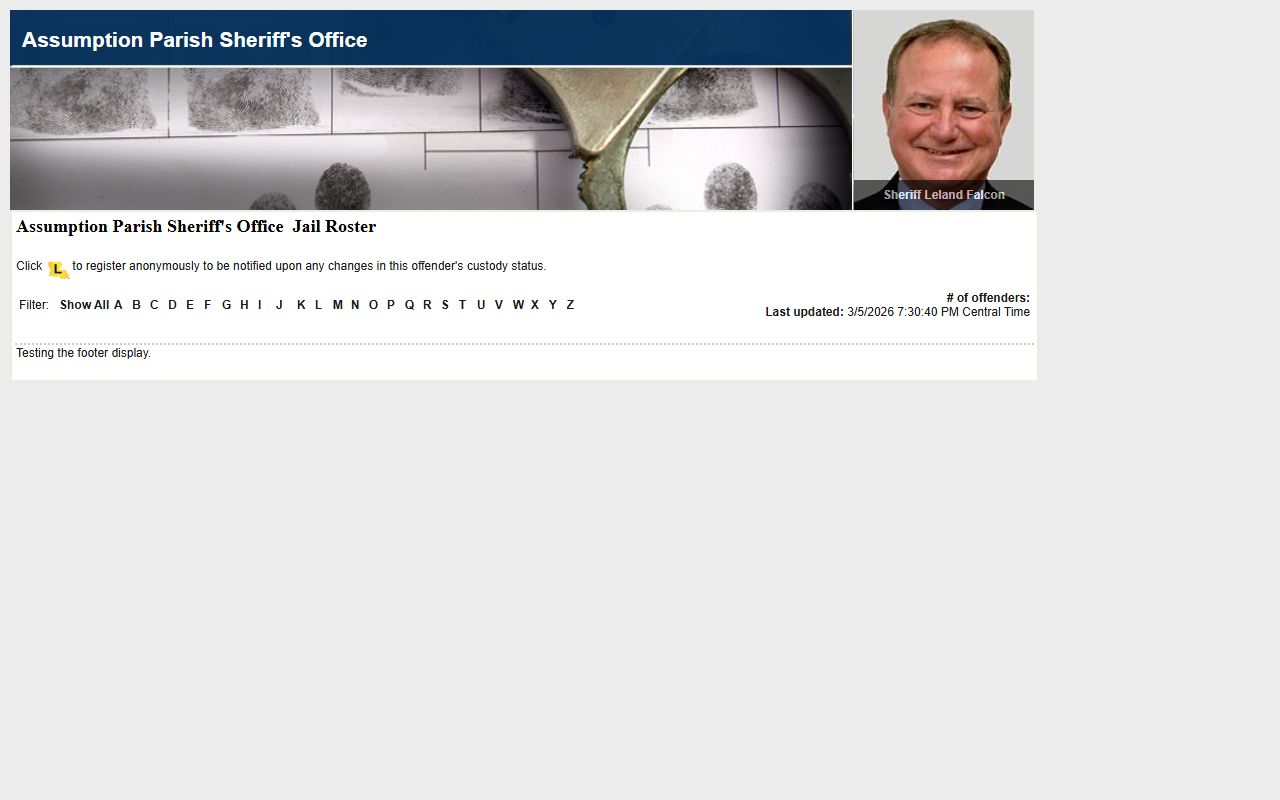 Assumption Parish LAVNS roster portal for 72 hour booking search