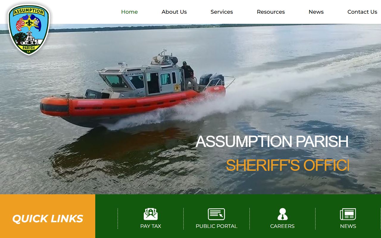 Assumption Parish Sheriff's Office website for 72 hour booking records