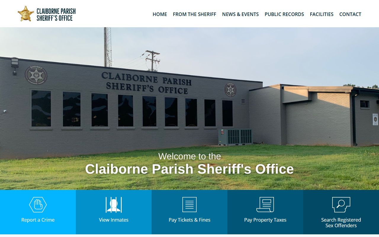 Claiborne Parish Sheriff's Office website in Homer Louisiana