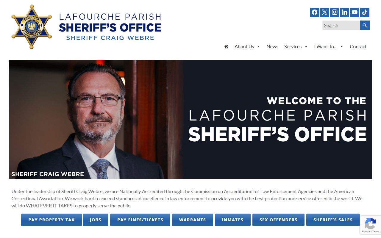 Lafourche Parish Sheriff's Office website for 72 hour booking records