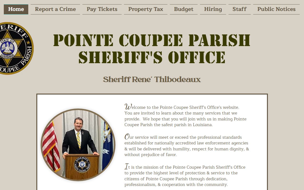 Pointe Coupee Parish Sheriff's Office website for 72 hour booking records