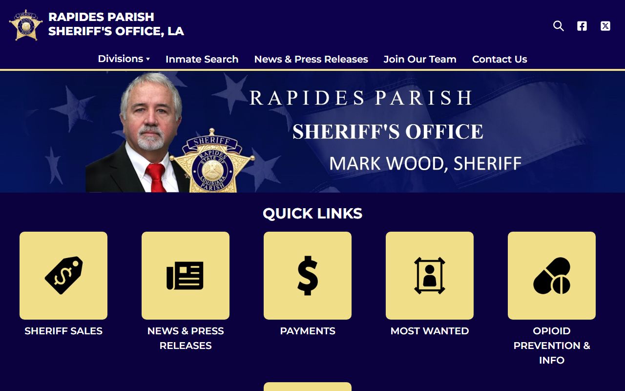 Rapides Parish Sheriff's Office website for 72 hour booking records