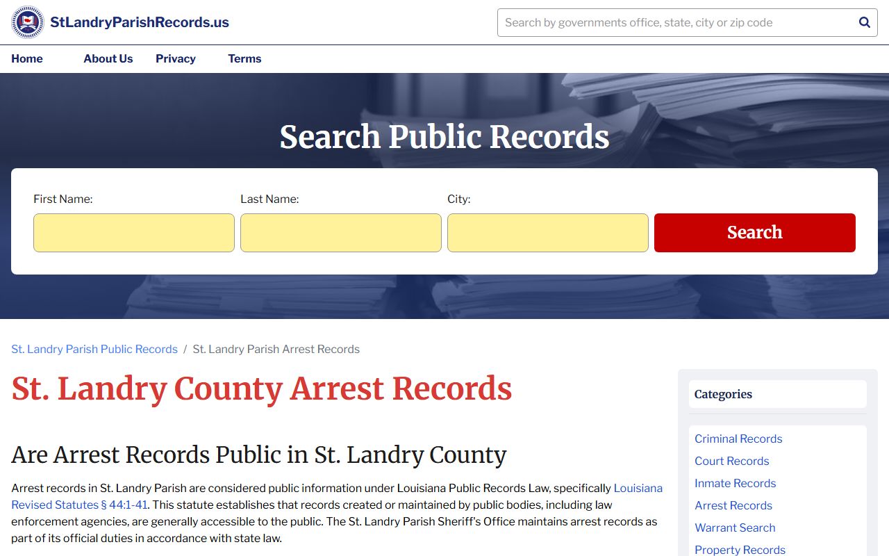 St. Landry Parish arrest records search portal